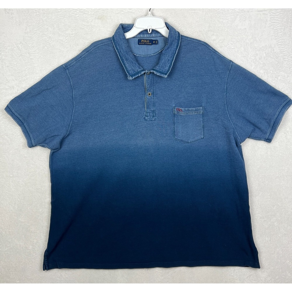 Polo Ralph Lauren Gradient Polo Shirt Mens 3XB Big Blue Colorblock Short‎ Sleeve